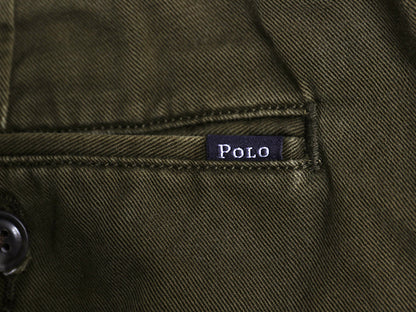 ポロ ラルフローレン コットン チノパンツ メンズ 36 32 スラックス チノパン ストレート ノータック アーミー タイプ ワンポイント カーキ