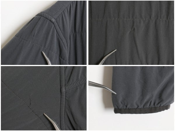 US企画 ノースフェイス 中綿 フード パーカー ジャケット メンズ M フルジップ ハイネック スムース ストレッチ ジャージ キルティング 灰