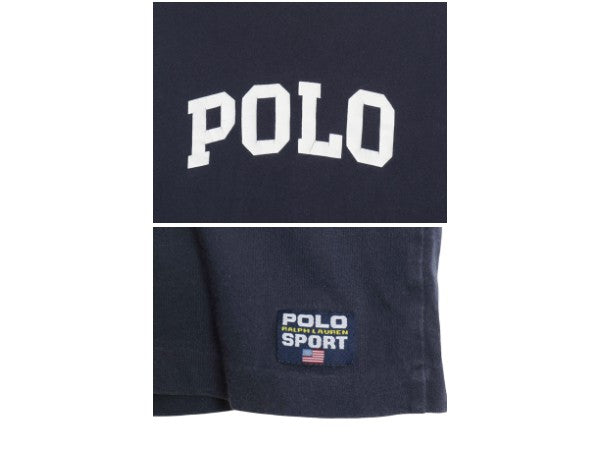 90s USA製 ポロスポーツ ラルフローレン プリント 半袖 Tシャツ メンズ XL オールド コットン カットソー ダブルフェイス 大きいサイズ 紺