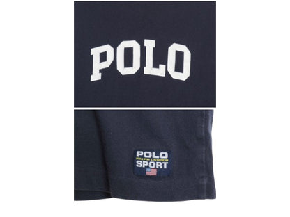 90s USA製 ポロスポーツ ラルフローレン プリント 半袖 Tシャツ メンズ XL オールド コットン カットソー ダブルフェイス 大きいサイズ 紺