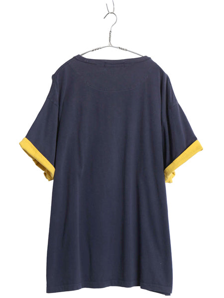90s USA製 ポロスポーツ ラルフローレン プリント 半袖 Tシャツ メンズ XL オールド コットン カットソー ダブルフェイス 大きいサイズ 紺