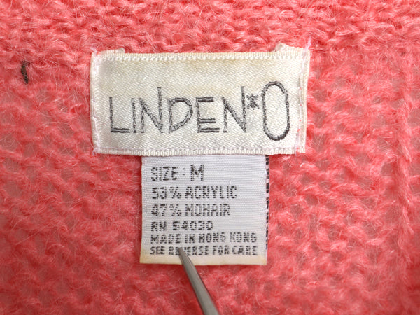 90s ケーブル ニット カーディガン レディース M / オールド アクリル モヘア 毛足 シャギー セーター 前開き ケーブル ローゲージ ピンク