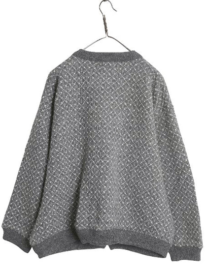90s ノルウェー製 エルエルビーン バーズアイ ニット カーディガン レディース XL / オールド ウール セーター 前開き 羽織り 大きいサイズ