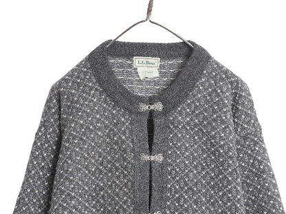 90s ノルウェー製 エルエルビーン バーズアイ ニット カーディガン レディース XL / オールド ウール セーター 前開き 羽織り 大きいサイズ