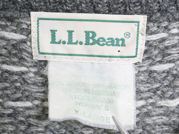 90s ノルウェー製 エルエルビーン バーズアイ ニット カーディガン レディース XL / オールド ウール セーター 前開き 羽織り 大きいサイズ