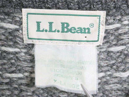 90s ノルウェー製 エルエルビーン バーズアイ ニット カーディガン レディース XL / オールド ウール セーター 前開き 羽織り 大きいサイズ