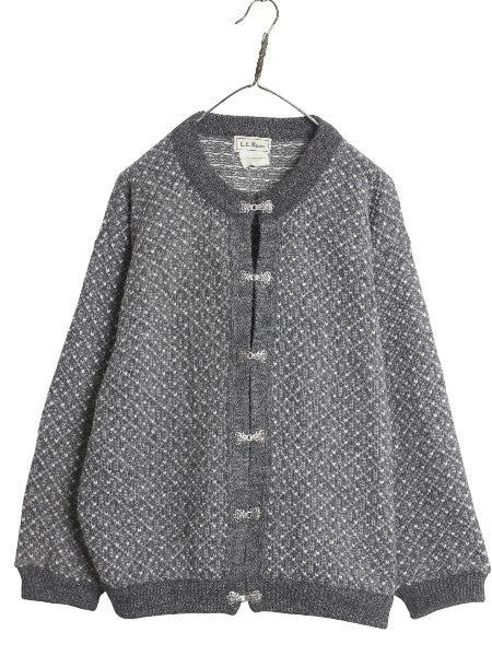 90s ノルウェー製 エルエルビーン バーズアイ ニット カーディガン レディース XL / オールド ウール セーター 前開き 羽織り 大きいサイズ