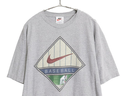 90s USA製 ナイキ プリント Tシャツ メンズ M / オールド 当時物 スウッシュ ベースボール アート グラフィック カットソー ヘビーウェイト