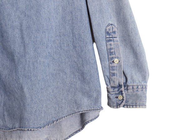 90s THE BIG SHIRT ラルフローレン ボタンダウン 長袖 デニム シャツ メンズ XL 古着 オールド ポロ 長袖シャツ ワンポイント 大きいサイズ
