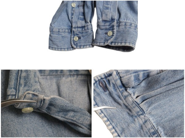90s THE BIG SHIRT ラルフローレン ボタンダウン 長袖 デニム シャツ メンズ XL 古着 オールド ポロ 長袖シャツ ワンポイント 大きいサイズ