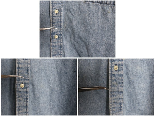 90s THE BIG SHIRT ラルフローレン ボタンダウン 長袖 デニム シャツ メンズ XL 古着 オールド ポロ 長袖シャツ ワンポイント 大きいサイズ