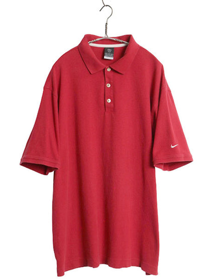 00s ナイキ ゴルフ 半袖 ポロシャツ メンズ XL / オールド 半袖シャツ スウッシュ ワンポイント ドライフィット ボックス 大きいサイズ 赤