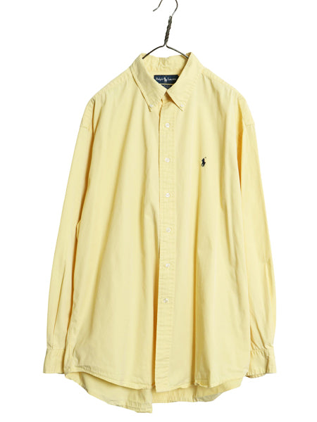 90's ラルフローレン 長袖 ボタンダウン シャツ メンズ XL 古着 オールド ポロ コットン 長袖シャツ ワイシャツ ワンポイント 大きいサイズ