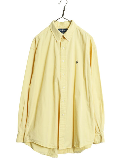 90's ラルフローレン 長袖 ボタンダウン シャツ メンズ XL 古着 オールド ポロ コットン 長袖シャツ ワイシャツ ワンポイント 大きいサイズ