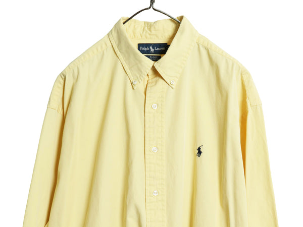 90's ラルフローレン 長袖 ボタンダウン シャツ メンズ XL 古着 オールド ポロ コットン 長袖シャツ ワイシャツ ワンポイント 大きいサイズ