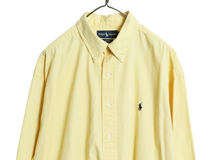 90's ラルフローレン 長袖 ボタンダウン シャツ メンズ XL 古着 オールド ポロ コットン 長袖シャツ ワイシャツ ワンポイント 大きいサイズ