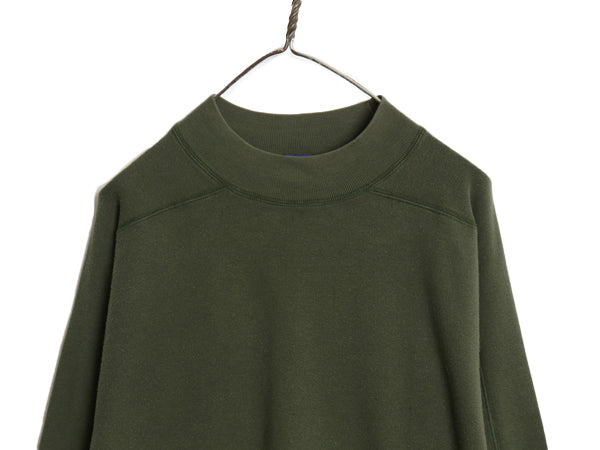 90s オールド ギャップ モックネック 長袖 Tシャツ メンズ М 古着 オールド ロンT フットボール カットソー ヘビーウェイト 無地 グリーン