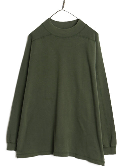 90s オールド ギャップ モックネック 長袖 Tシャツ メンズ М 古着 オールド ロンT フットボール カットソー ヘビーウェイト 無地 グリーン