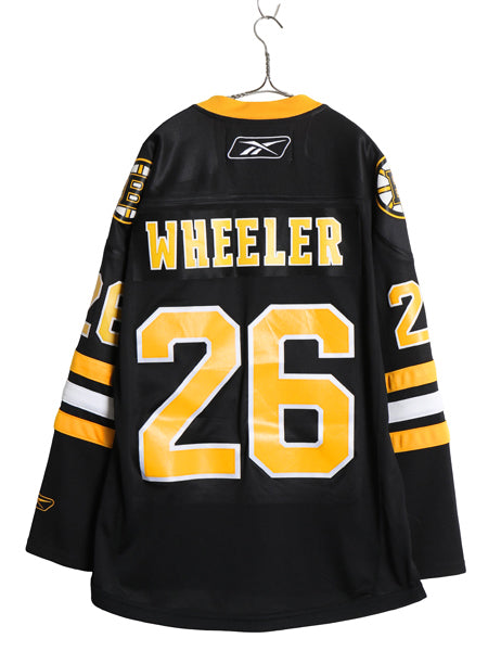 ブルーインズ ホッケー ジャージ メンズ M / NHL オフィシャル リーボック アイスホッケー ユニフォーム ゲームシャツ 長袖シャツ ブラック