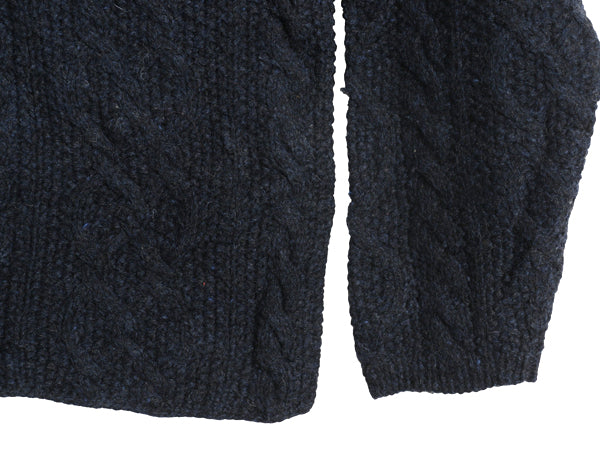 00s ジェイクルー フィッシャーマン ウール ニット セーター メンズ XL / オールド アラン ケーブル 手編み ハンドメイド 大きいサイズ 紺