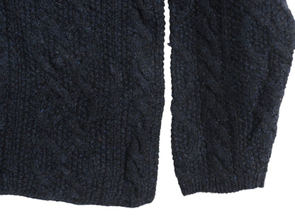 00s ジェイクルー フィッシャーマン ウール ニット セーター メンズ XL / オールド アラン ケーブル 手編み ハンドメイド 大きいサイズ 紺