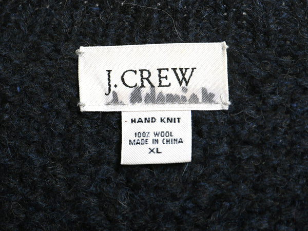 00s ジェイクルー フィッシャーマン ウール ニット セーター メンズ XL / オールド アラン ケーブル 手編み ハンドメイド 大きいサイズ 紺