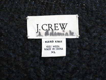 00s ジェイクルー フィッシャーマン ウール ニット セーター メンズ XL / オールド アラン ケーブル 手編み ハンドメイド 大きいサイズ 紺