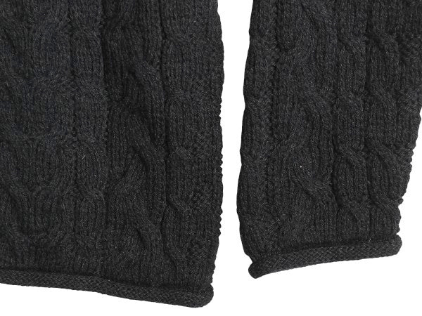 90s イギリス製 McKENNAS ロールネック ケーブル ニット セーター メンズ L 古着 オールド ウール ローゲージ ハイネック 無地 シンプル 黒