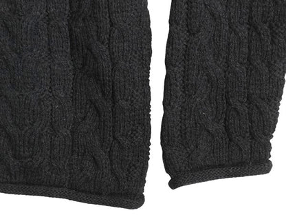 90s イギリス製 McKENNAS ロールネック ケーブル ニット セーター メンズ L 古着 オールド ウール ローゲージ ハイネック 無地 シンプル 黒