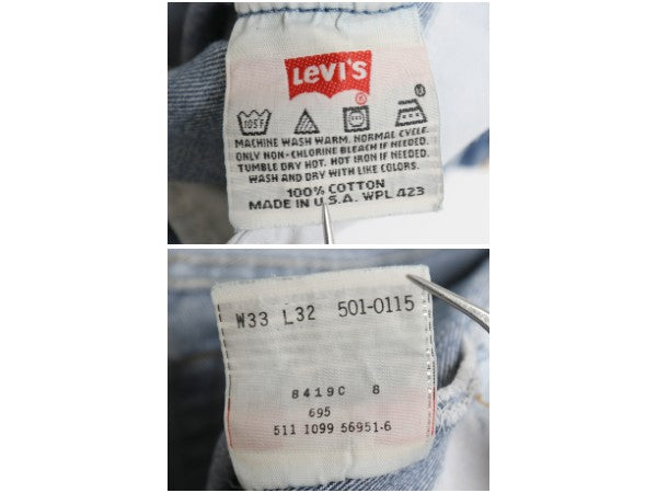 90s USA製 リーバイス 501 デニム パンツ メンズ 33 32 / オールド ジーンズ ジーパン Gパン ストレート ボタンフライ ヒゲ アタリ ペンキ