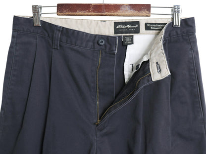 00s エディバウアー コットン チノ パンツ メンズ 33 30 / オールド RELAXED FIT ツータック チノパン スラックス ストレート ボトムス 紺