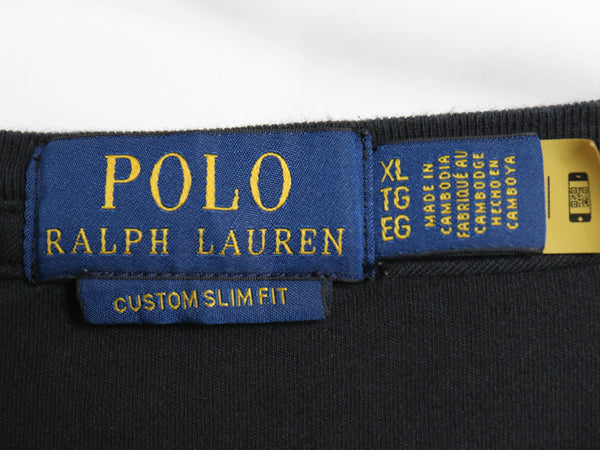 ポロ ラルフローレン 長袖 Tシャツ メンズ XL / CUSTOM SLIM FIT ロンT ワンポイント ポニー カットソー コットン 大きいサイズ 無地 黒