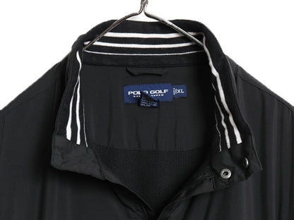 90s ポロゴルフ ラルフローレン ハーフジップ ナイロン ジャケット メンズ XL / オールド メッシュ ライナー付き ブルゾン ミドルポニー 黒