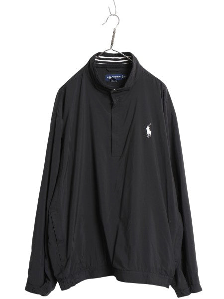 90s ポロゴルフ ラルフローレン ハーフジップ ナイロン ジャケット メンズ XL / オールド メッシュ ライナー付き ブルゾン ミドルポニー 黒