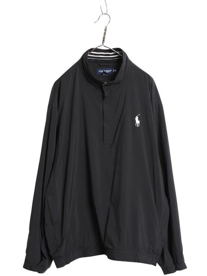 90s ポロゴルフ ラルフローレン ハーフジップ ナイロン ジャケット メンズ XL / オールド メッシュ ライナー付き ブルゾン ミドルポニー 黒