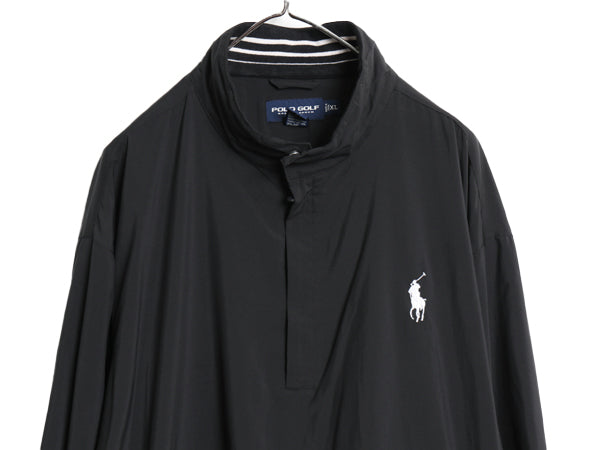 90s ポロゴルフ ラルフローレン ハーフジップ ナイロン ジャケット メンズ XL / オールド メッシュ ライナー付き ブルゾン ミドルポニー 黒