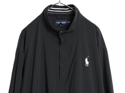 90s ポロゴルフ ラルフローレン ハーフジップ ナイロン ジャケット メンズ XL / オールド メッシュ ライナー付き ブルゾン ミドルポニー 黒