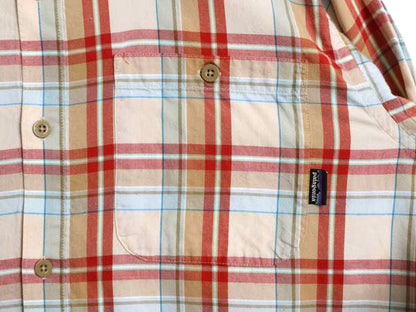 パタゴニア ロングスリーブ オーガニック ピマ コットン シャツ メンズ M / 古着 12年製 長袖シャツ チェック マルチカラー ポケット付き