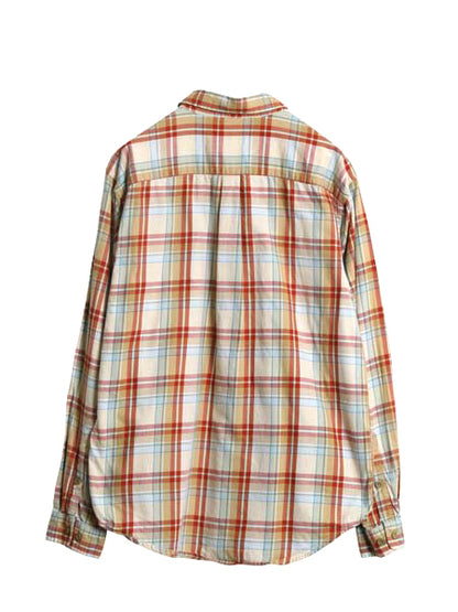パタゴニア ロングスリーブ オーガニック ピマ コットン シャツ メンズ M / 古着 12年製 長袖シャツ チェック マルチカラー ポケット付き