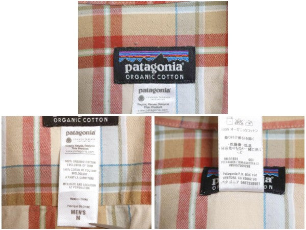 パタゴニア ロングスリーブ オーガニック ピマ コットン シャツ メンズ M / 古着 12年製 長袖シャツ チェック マルチカラー ポケット付き