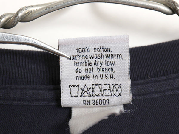90s USA製 カルバンクライン ジーンズ ロゴ プリント 半袖 Tシャツ メンズ L 古着 オールド CK ワンポイント シンプル ヘビーウェイト 紺