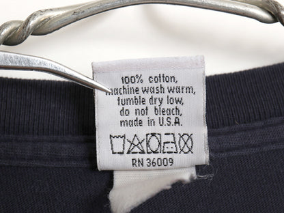 90s USA製 カルバンクライン ジーンズ ロゴ プリント 半袖 Tシャツ メンズ L 古着 オールド CK ワンポイント シンプル ヘビーウェイト 紺