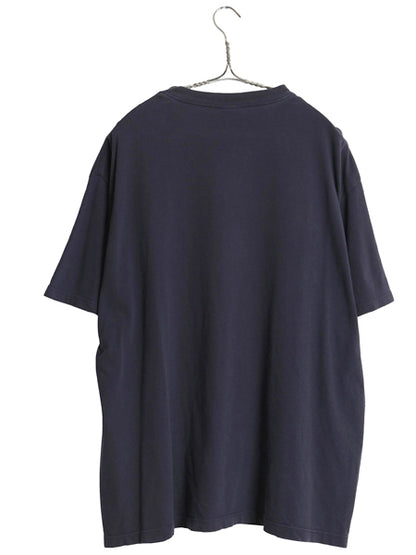 90s USA製 カルバンクライン ジーンズ ロゴ プリント 半袖 Tシャツ メンズ L 古着 オールド CK ワンポイント シンプル ヘビーウェイト 紺
