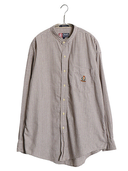 90s チャップス ラルフローレン チェック バンドカラー 長袖 シャツ メンズ L オールド ポロ コットン ノーカラー 長袖シャツ マルチカラー