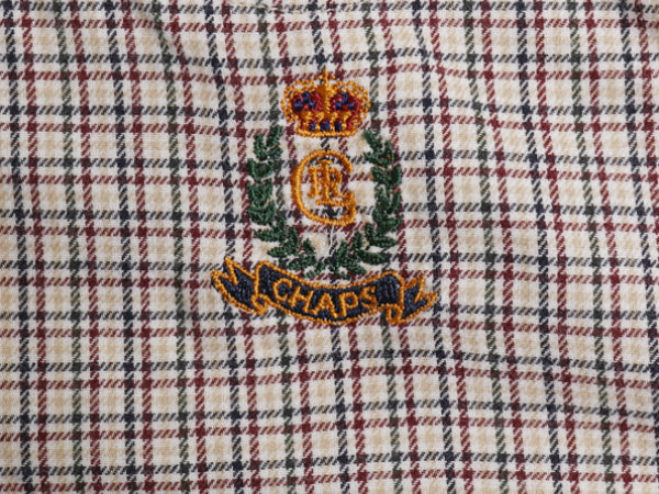 90s チャップス ラルフローレン チェック バンドカラー 長袖 シャツ メンズ L オールド ポロ コットン ノーカラー 長袖シャツ マルチカラー