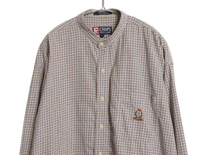 90s チャップス ラルフローレン チェック バンドカラー 長袖 シャツ メンズ L オールド ポロ コットン ノーカラー 長袖シャツ マルチカラー