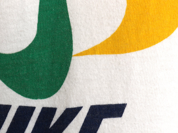 70s USA製 ★ ナイキ 風車 ロゴ プリント リンガー Tシャツ メンズ L オレンジタグ ヴィンテージ 当時物 スウォッシュ 染込み コットン 白