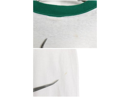 70s USA製 ★ ナイキ 風車 ロゴ プリント リンガー Tシャツ メンズ L オレンジタグ ヴィンテージ 当時物 スウォッシュ 染込み コットン 白
