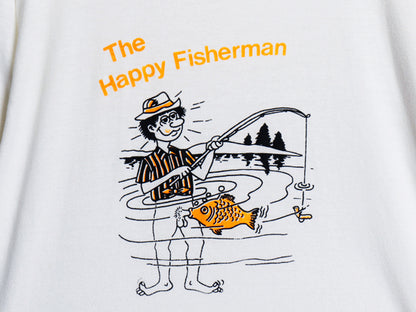 80s ★ 下ネタ ジョーク イラスト プリント Tシャツ メンズ M / ヴィンテージ シングルステッチ エロ アート フィッシング キャラクター 白