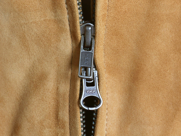 ブルックスブラザーズ 本革 スウェードレザー ジャケット メンズ M 革ジャン フルジップ ブルゾン ジャンパー ライナー付き ライダース 茶